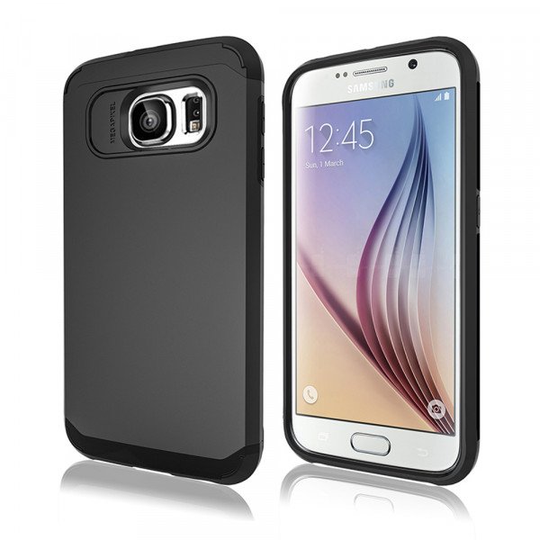 Wholesale Samsung Galaxy S6 Slim Fit Armor Hybrid Case (Black)